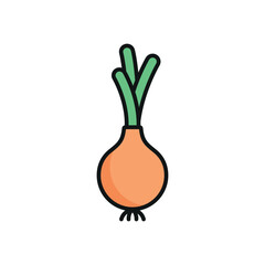 Onion icon in bold color outline for vegetable, kitchen, and eco visuals.