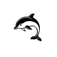 Obraz premium Dolphin. Dolphin simple black and white line art vector logo