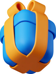 3D gift box with ribbons. Gift box 3d blue icon