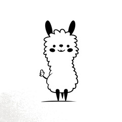 Naklejka premium llama. llama simple black and white line art vector logo