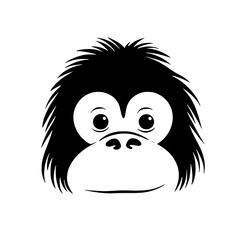 Bornean Orangutan. Bornean Orangutan simple black and white line art vector logo
