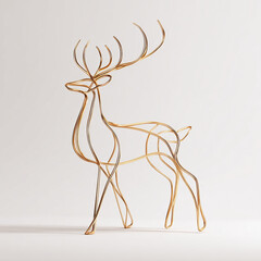 Elegant golden deer sculpture stands gracefully in a minimalist studio setting with soft, diffused lighting.