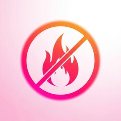 Prohibition sign fiery illustration indicating no fire or flames allowed