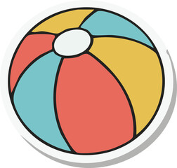 Colorful beach ball floating on clear blue water during summer vacation, creating a playful and carefree atmosphere for relaxation and fun in the sun.