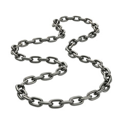 Strong metallic chain links forming a dynamic curve, symbolizing connection and strength