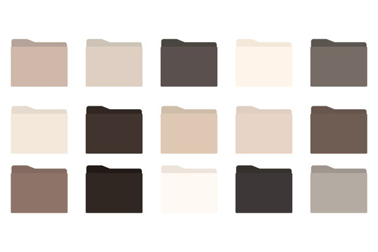 15 desktop folder icons, DARK BEIGE, neutral icons, Business, School and Personal