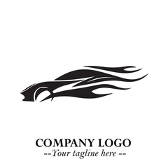 Car Running Fast Logo Symbol in Black on the White Background with Dynamic Speed Design
