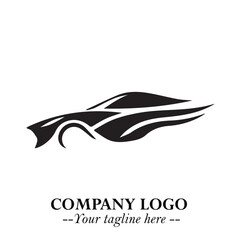 Car Running Fast Logo Symbol in Black on the White Background with Dynamic Speed Design