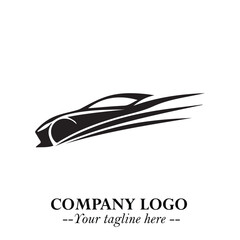 Car Running Fast Logo Symbol in Black on the White Background with Dynamic Speed Design