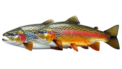 Obraz premium Realistic rainbow trout fish species comparison set, isolated on transparent background
