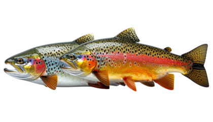 Realistic rainbow trout fish species comparison set, isolated on transparent background