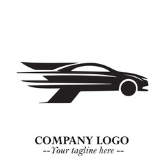 Car Running Fast Logo Symbol in Black on the White Background with Dynamic Speed Design