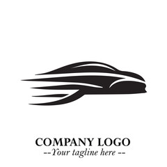 Car Running Fast Logo Symbol in Black on the White Background with Dynamic Speed Design