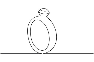 Simple continuous line drawing of diamond engagement ring for wedding concept