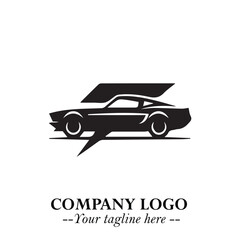 Car Running Fast Logo Symbol in Black on the White Background with Dynamic Speed Design