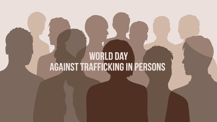 World Day Against Trafficking in Persons Silhouettes Representing Solidarity and Awareness Against Human Trafficking