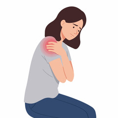 Modern Flat Illustration Woman Suffering from Shoulder Pain Ailment