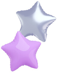 3D画像_星型の風船_紫