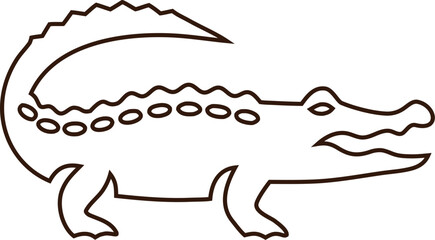 Crocodile line art vector icon, ideal for minimalist designs, tattoos, wildlife logos, and eco branding.