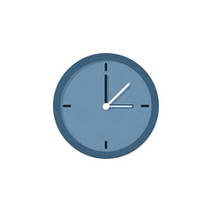 A flat-design circular clock displaying quarter past two, against a dark background, in shades of blue. The hands indicate precise time