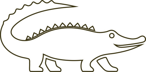 Simple crocodile outline vector icon, great for logo design, stickers, and minimal branding.
