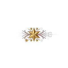 A gold star arrangement, including various small stars, adorns an intricate, decorative floral design against a black background