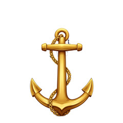 A golden, ornate anchor with a rope wrapped around it, set against a stark black background. It appears to be a digital illustration