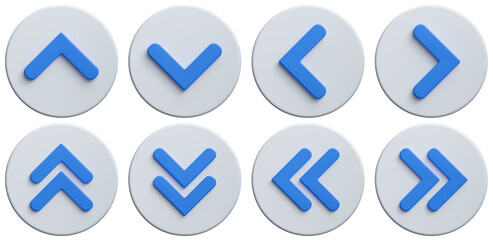 Blue Arrow set button isolated on white background. 3d render