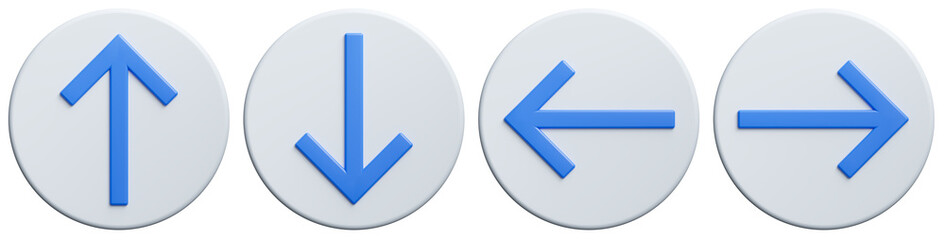 Blue Arrow set button isolated on white background. 3d render