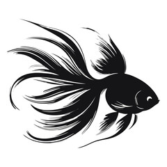 Black Silhouette of a Fish with Large Fins