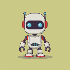 Cute Robot Cartoon Vector Icon Illustration. Science Technology Icon Concept Isolated Premium Vector. Flat Cartoon Style