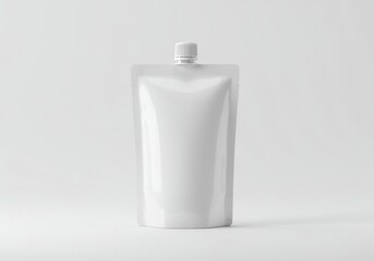 Minimalist White Spout Pouch Mockup on a Clean, Bright, and Neutral Background