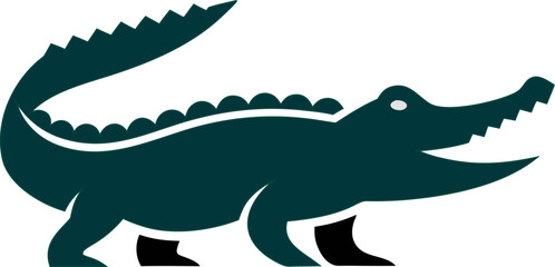 Silhouette crocodile vector, great for animal signs, nature parks, and educational designs.