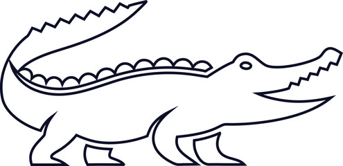 Thin line crocodile vector icon, ideal for natural design projects, wildlife art, and minimalist prints.