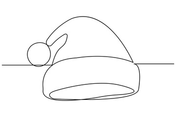 One line sketch of Santa hat minimalist winter holiday symbol artwork