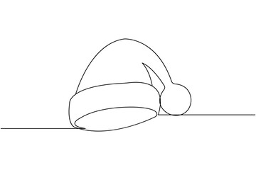One line sketch of Santa hat minimalist winter holiday symbol artwork
