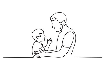 Parent-child relationship, communication concept. Single line draw design. one line Icon drawing with white background