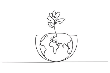 Continuous one line drawing sustainable business concept. one line Icon drawing with white background