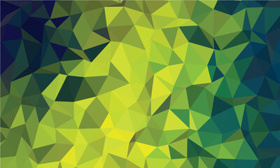 Fototapeta premium Geometric abstraction featuring green, yellow, and blue triangles creates a modern and vibrant aesthetic