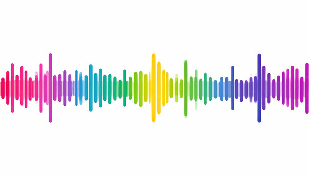 Colorful audio spectrum waveform vector graphic on transparent background
