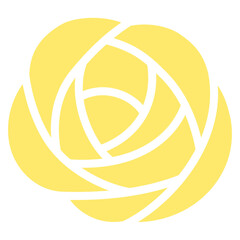 A Stylized Yellow Rose Icon with White Outline on a Transparent Background