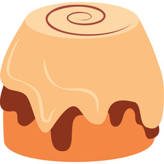 A Sweet Cinnamon Roll Pastry With Cream Cheese Frosting Isolated On A Transparent Background