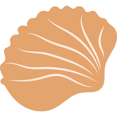 A Stylized Illustration of a Seashell in a Flat Design Aesthetic Rendered in Warm Orange and Cream Tones Against a Transparent Background