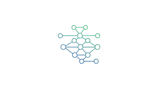 Abstract geometric network structure with interconnected nodes and lines isolated on transparent background