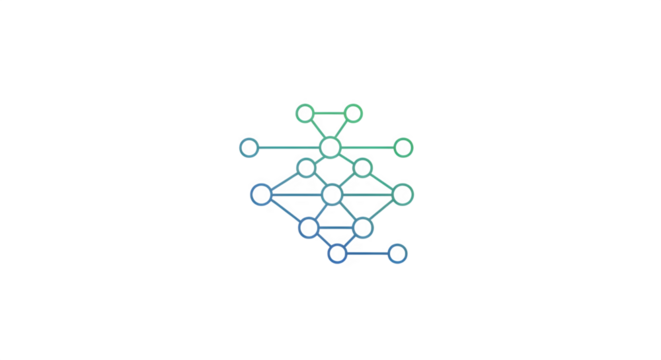 Abstract geometric network structure with interconnected nodes and lines isolated on transparent background