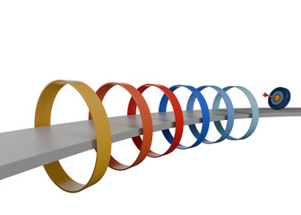 Pathway Leading to Target, Sales Funnel and Business Success Concept. PNG isolated on transparent background 3d illustration