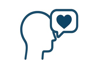 Talking head with heart bubble relationship therapy vector icons illustration on white.