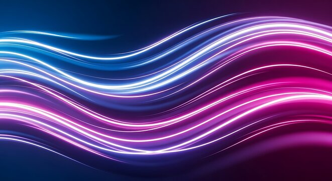 Abstract Neon Light Streaks Flowing Waves Background.