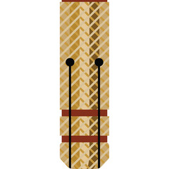 A Tall Book Spine with Yellow Beige and Brown Plaid Pattern and Two Black Lines Separated by Red Bands on a Transparent Background