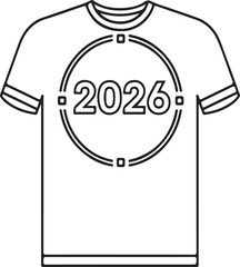 Circle 2026 Summer T-shirt vector design, modern outline minimal fashion graphic